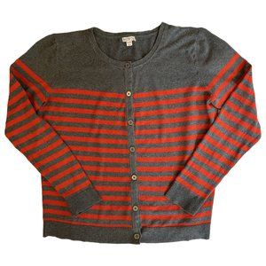 Merona Gray and Red Striped Cardigan Size XL